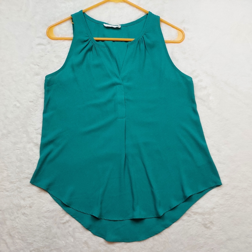 Lush Green/Teal Sleeveless Semi Sheer High Low Blouse Size XS
